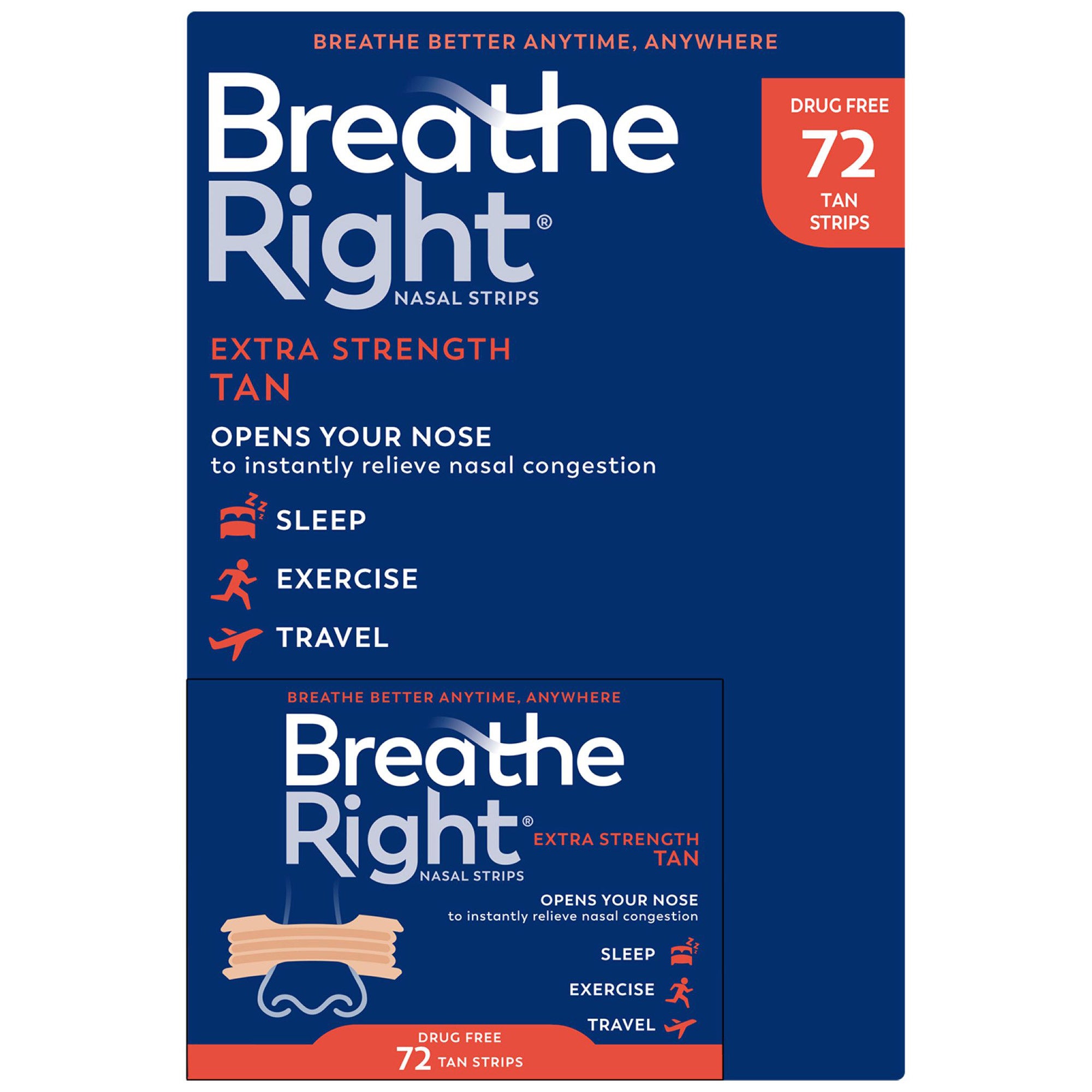 Breathe Right Extra Strength Tan Nasal Strips
