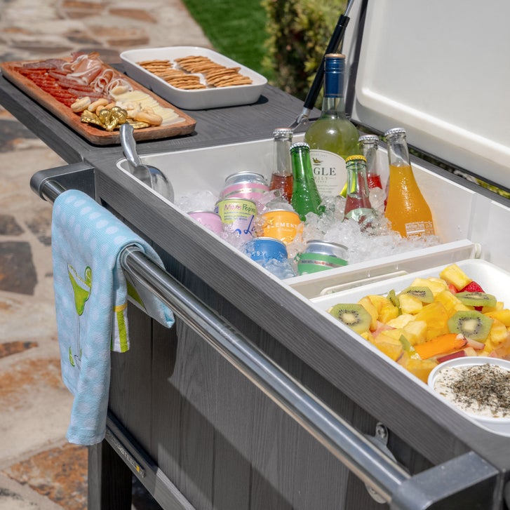 Permasteel 100-quart Patio Cooler & Indoor Beverage Cart with Side