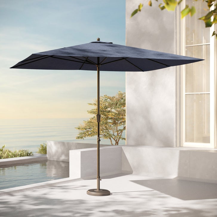 height adjustable patio umbrella 9' Tilt Market & Base Stable Heavy Duty Frame Seasons Sentry 8' x 11'