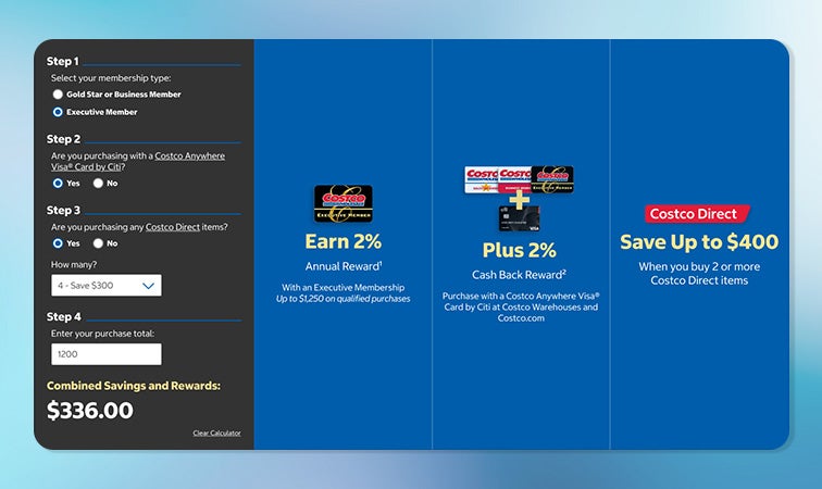 A screenshot of the rewards calculator