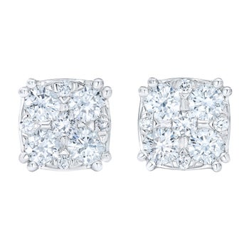 Round Brilliant 1.00 ctw VS2 Clarity, I Color Diamond 14kt White Gold Fashion Earrings