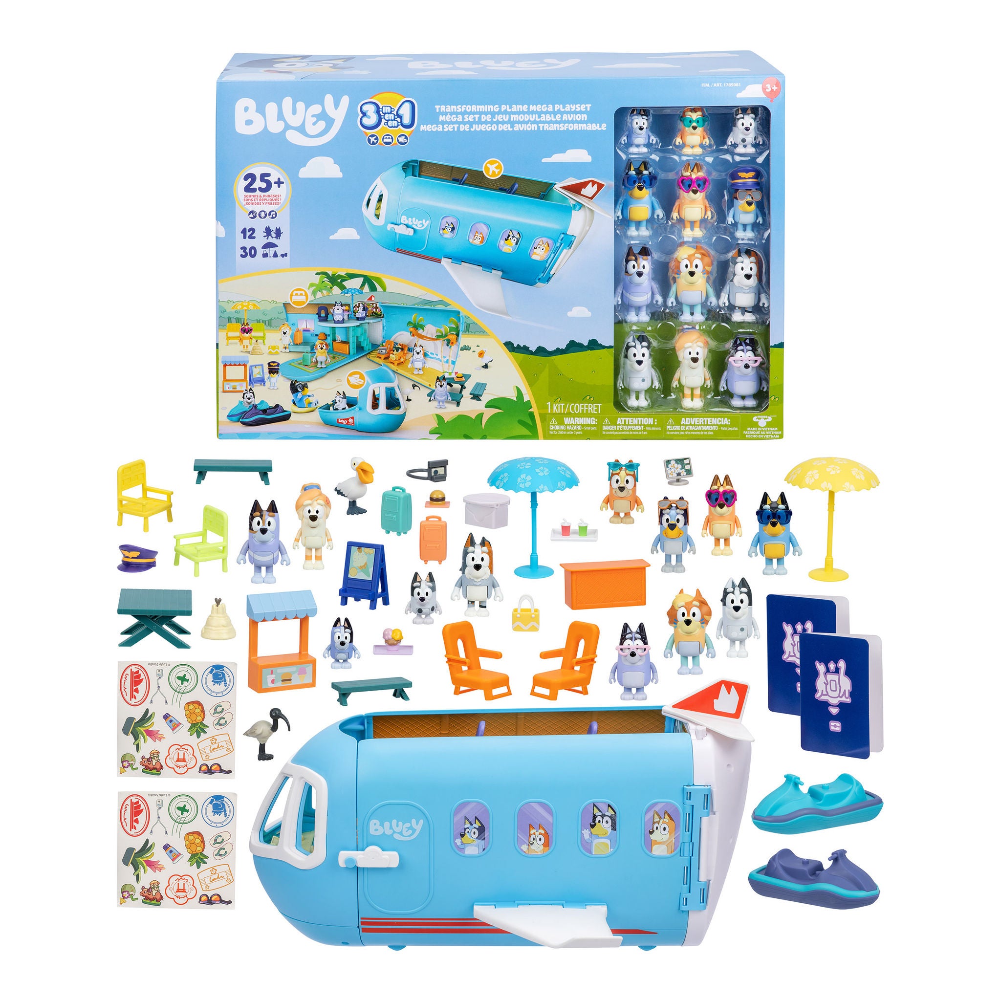 BLUEY'S 3-IN-1 TRANSFORMING PLANE MEGA SET