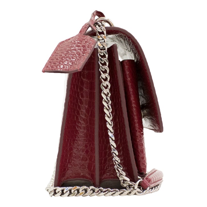 Yves Saint Laurent Medium Sunset Croc Embossed Crossbody, Garnet