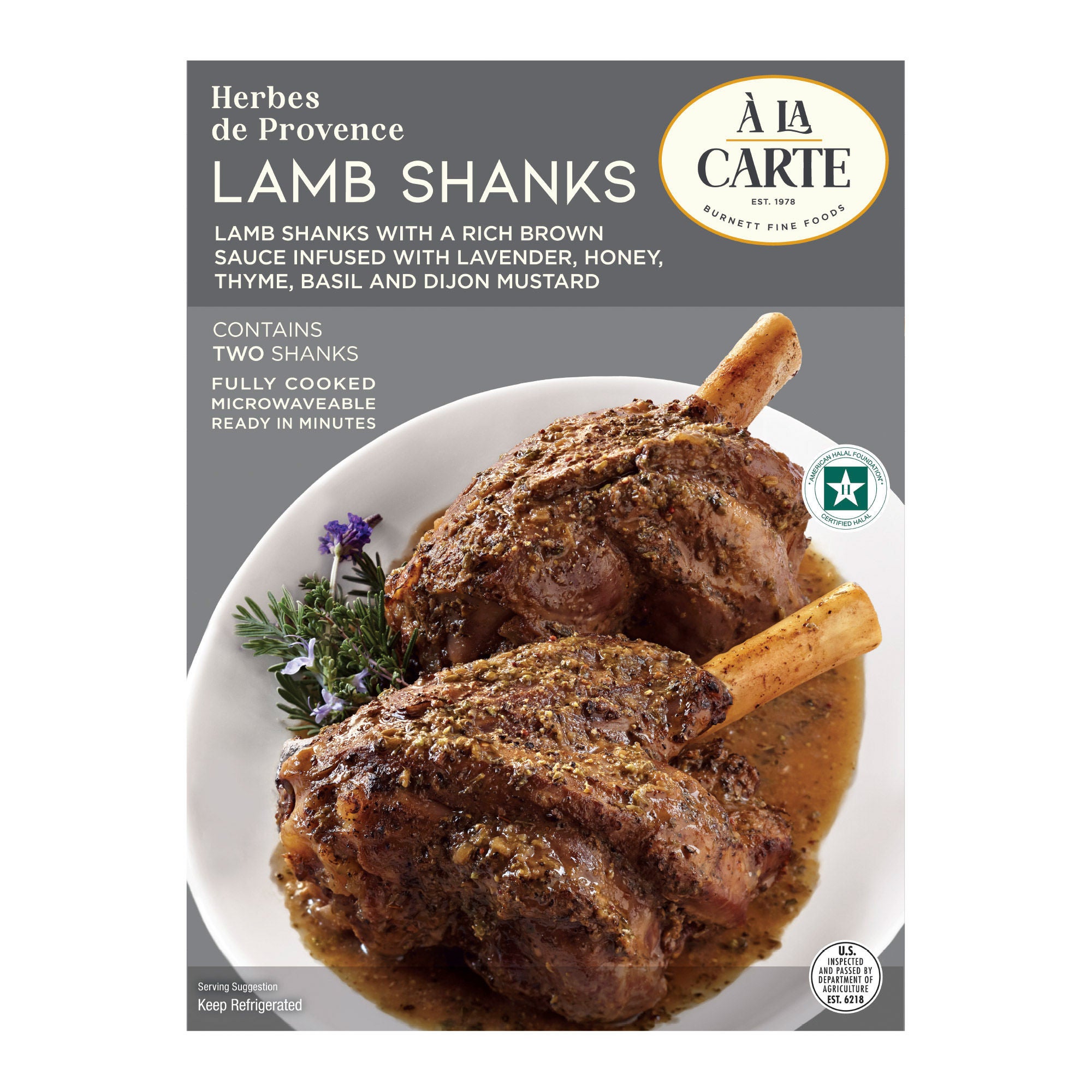 A La Carte Herbes De Provence Lamb Shanks, 2-count
