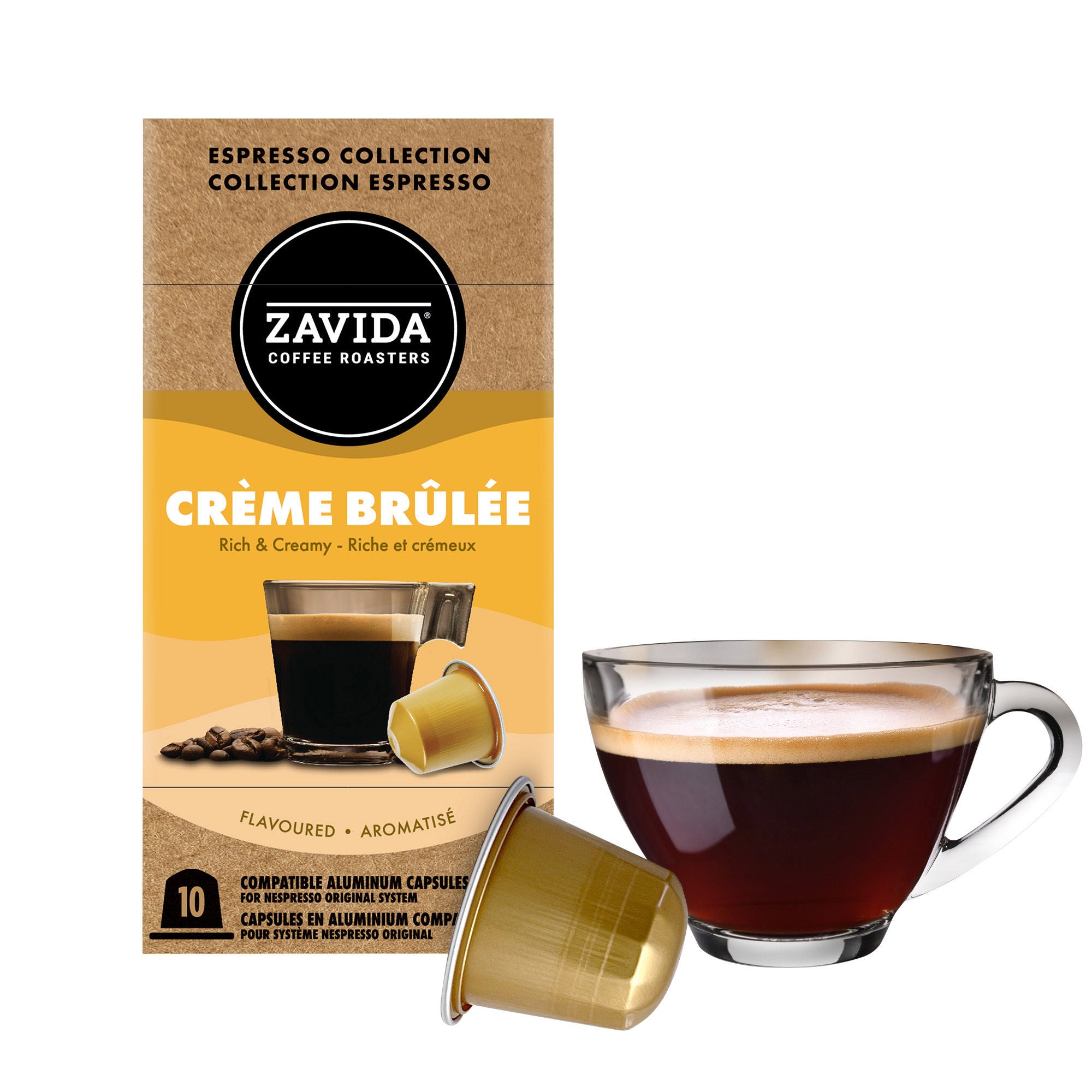 Zavida Coffee Crème Brulée Aluminum Capsules Compatible with