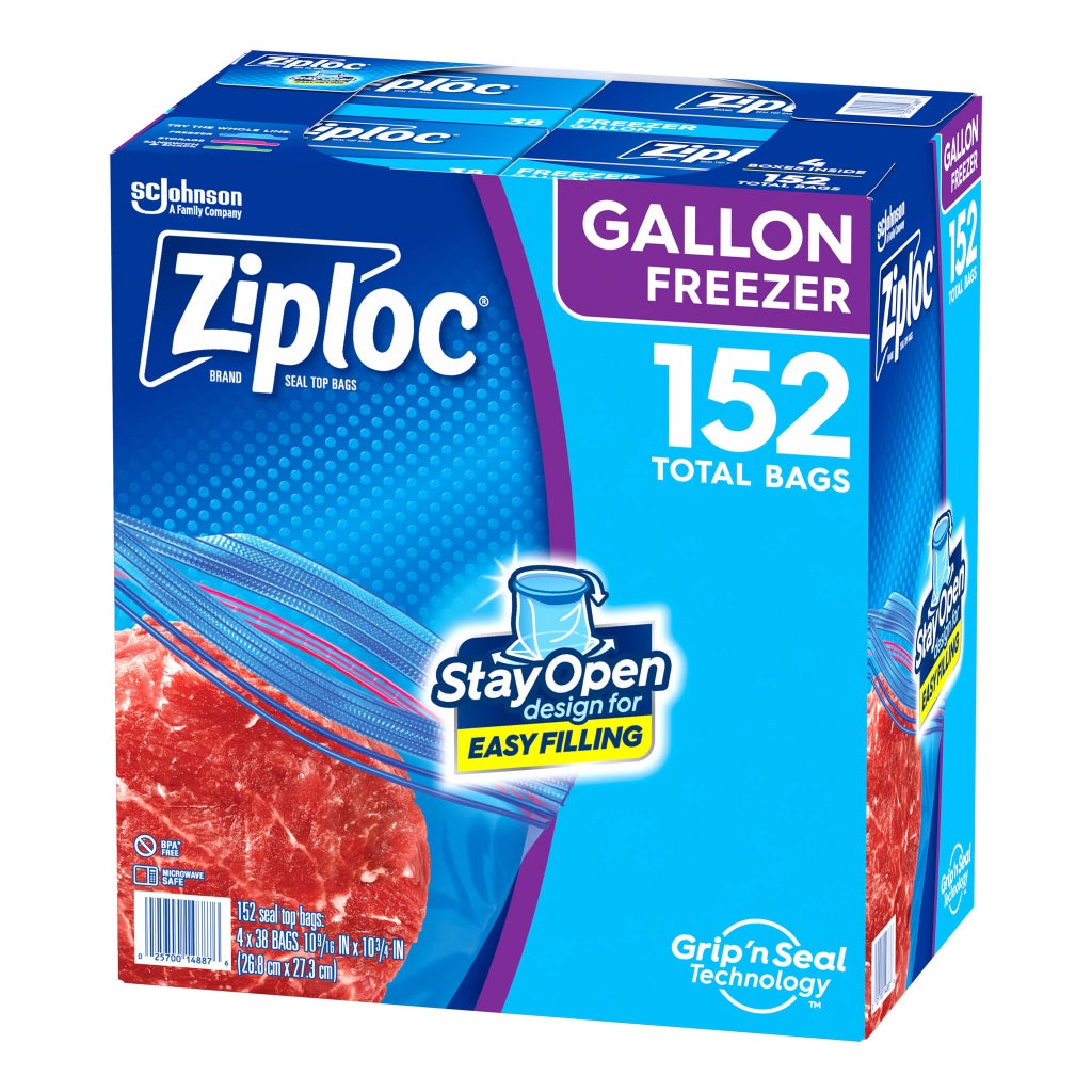 Ziploc Seal Top Freezer Bag, Gallon, 38-count, 4-pack | Costco