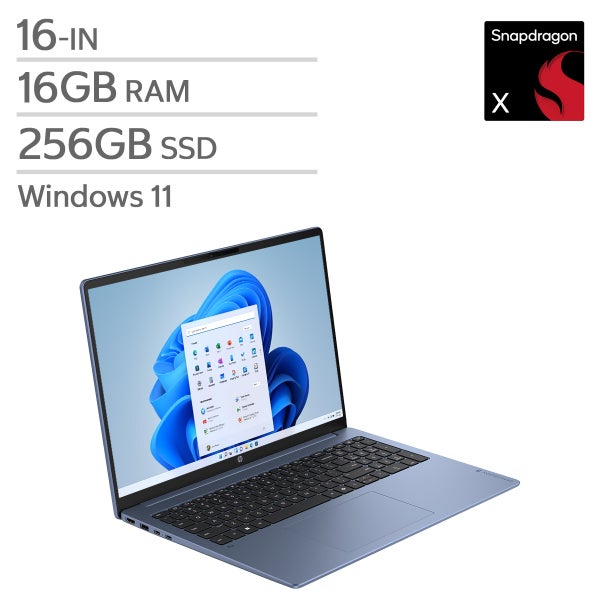 HP OmniBook 3 16 inch Laptop, Snapdragon X X1-26-100, 16 GB 256GB