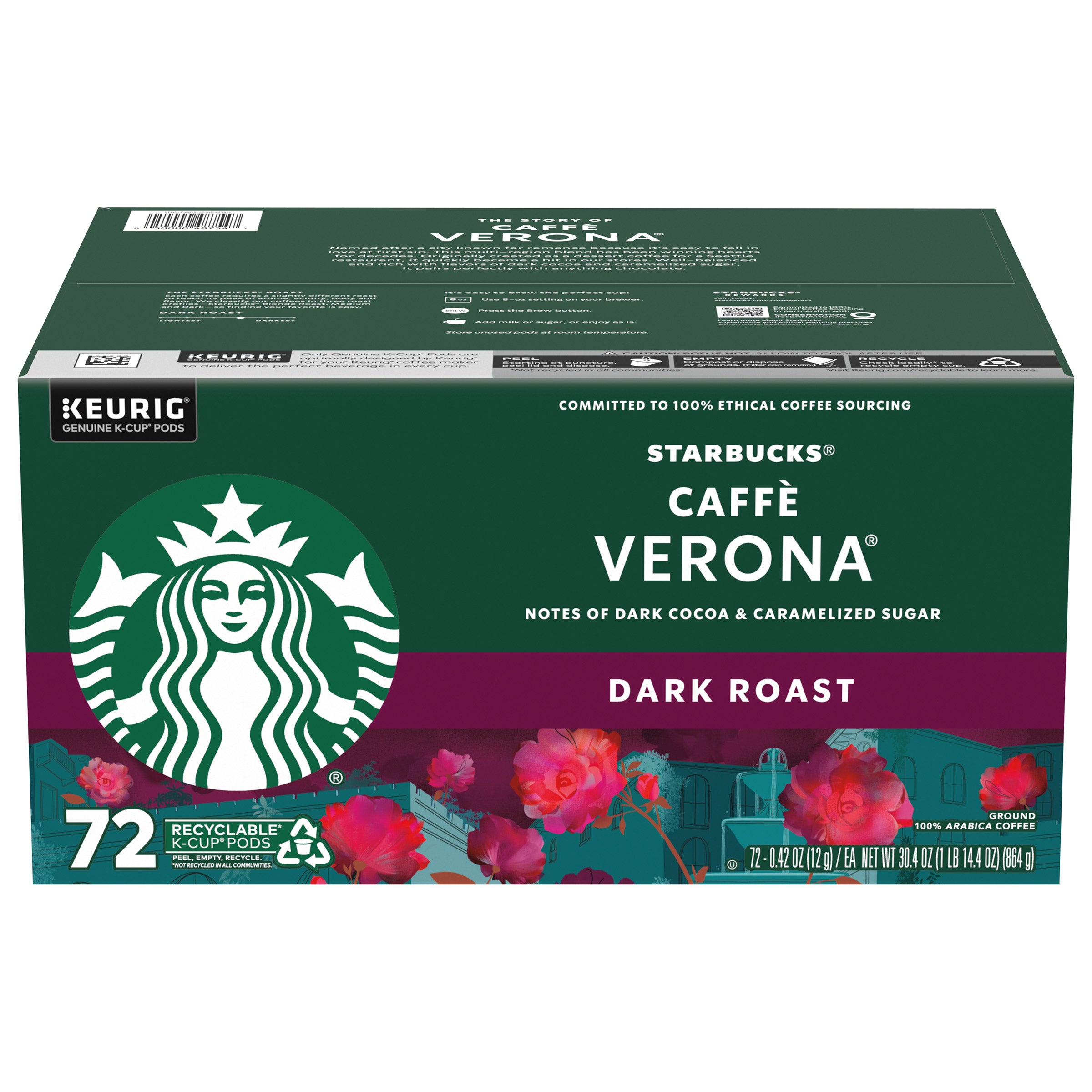 Starbucks Coffee Caffè Verona Dark Roast K-Cup Pod, 72-count | Costco