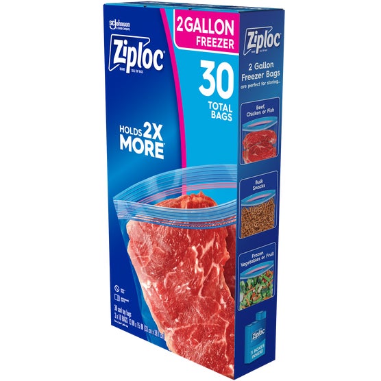 Ziploc Grip 'n Seal Freezer Bags, 2 Gallon, 30 ct | Costco