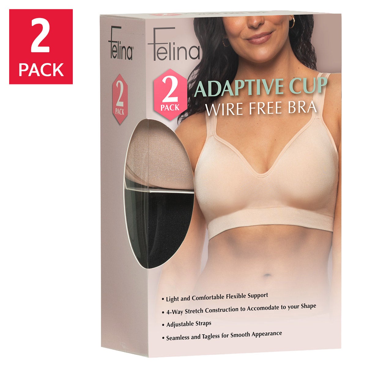 FELINA WOMEN'S ADAPTIVE CUP BRA 2PK