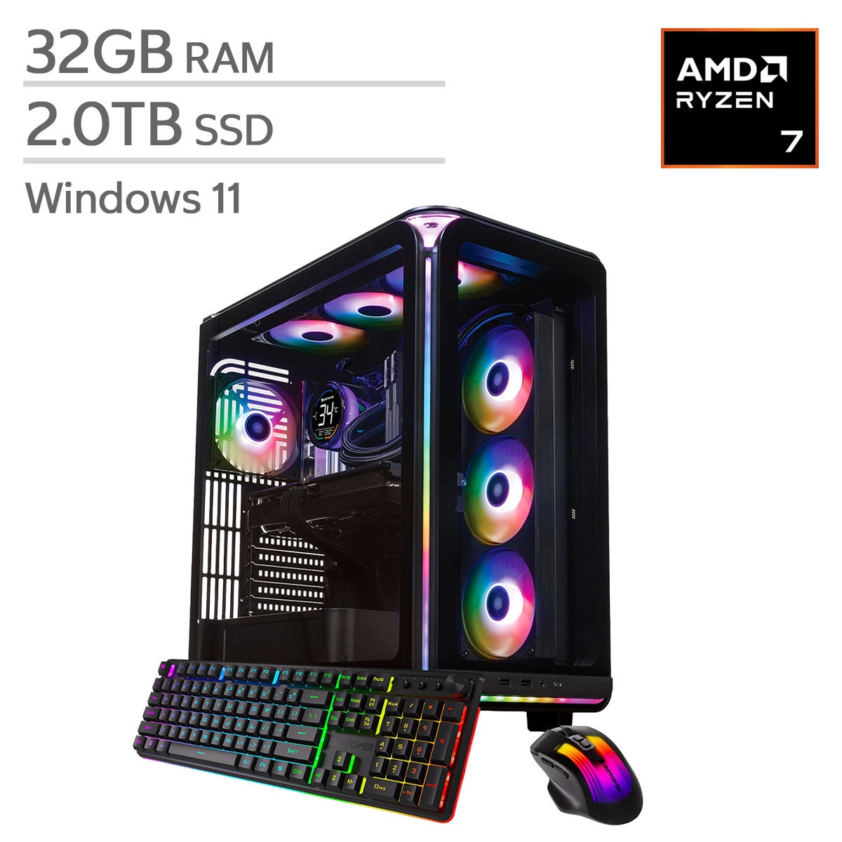 iBUYPOWER Element Gaming Desktop, AMD Ryzen 7 9800X3D - 32GB RAM