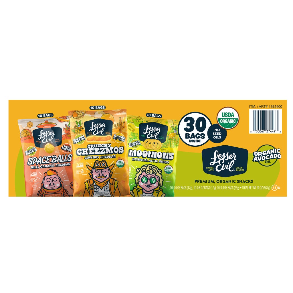 Lesser Evil Avocado Oil Organic Snack Box, 30-count | Costco