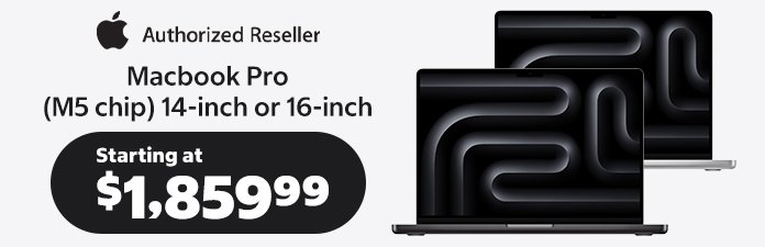 macbook PRO M5 chip 14-inch or 16-inch Starting at $1,859.99