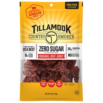 beef jerky tobacco can Tillamook Country Smoker Zero Sugar Beef Jerky, Original, 6 oz, 2 ct