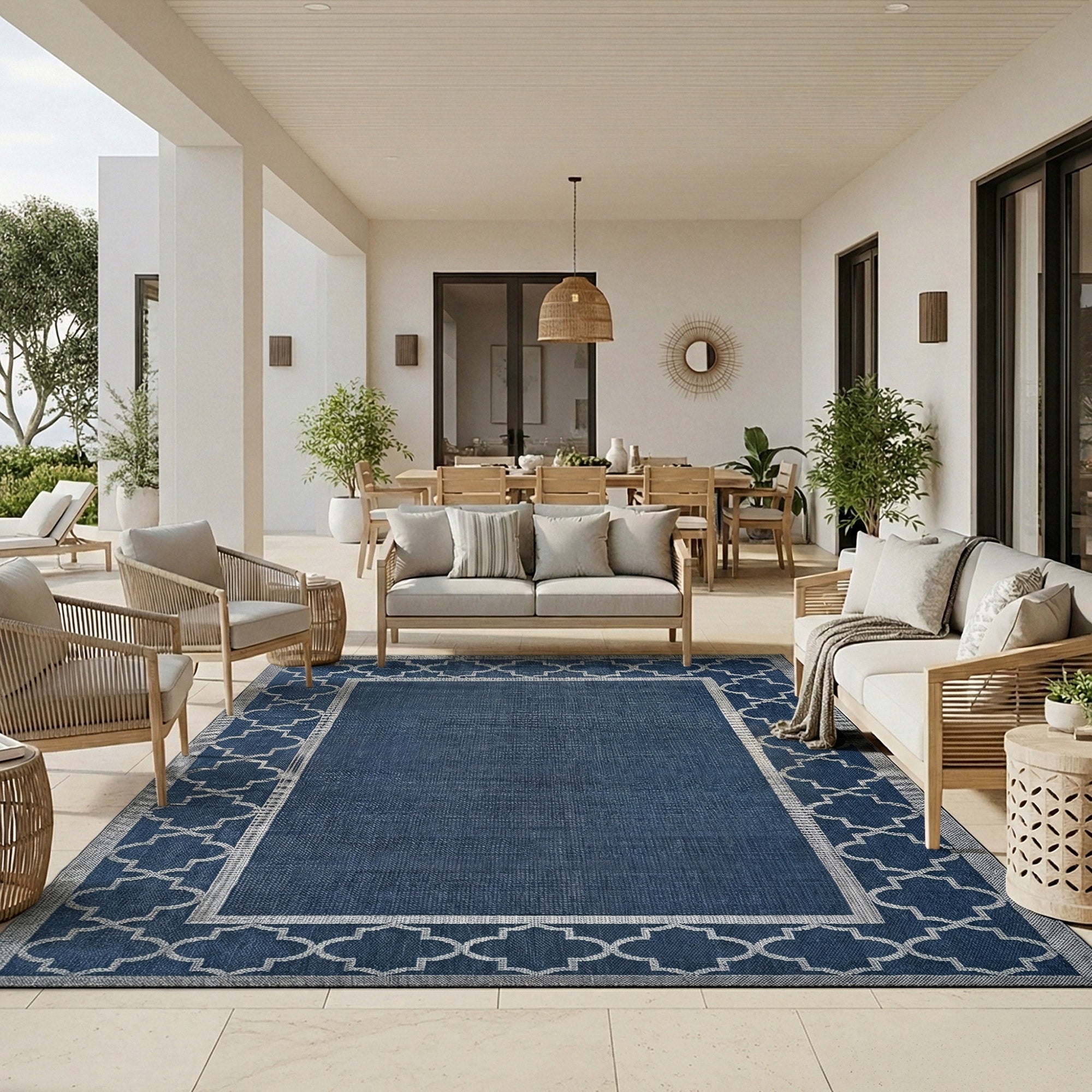 Laguna Indoor/Outdoor Area Rug, Simeon Navy Gray, 8'8” x 13' | Costco