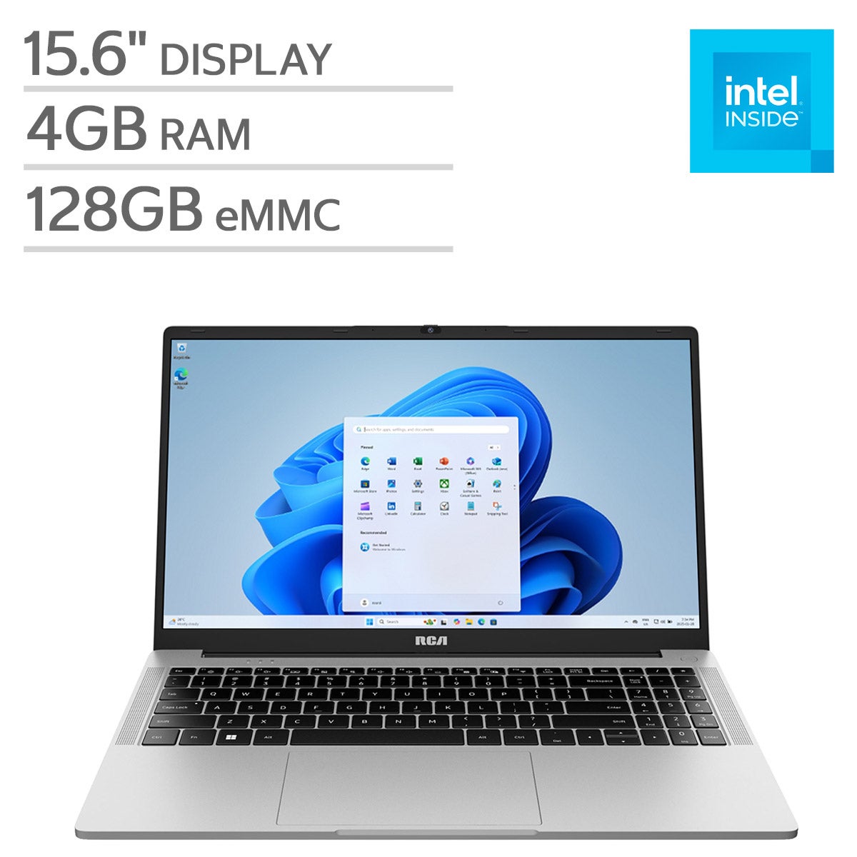 RCA 15.6" 1080p FHD Laptop — Intel N100 Processor — 4GB RAM — 128GB