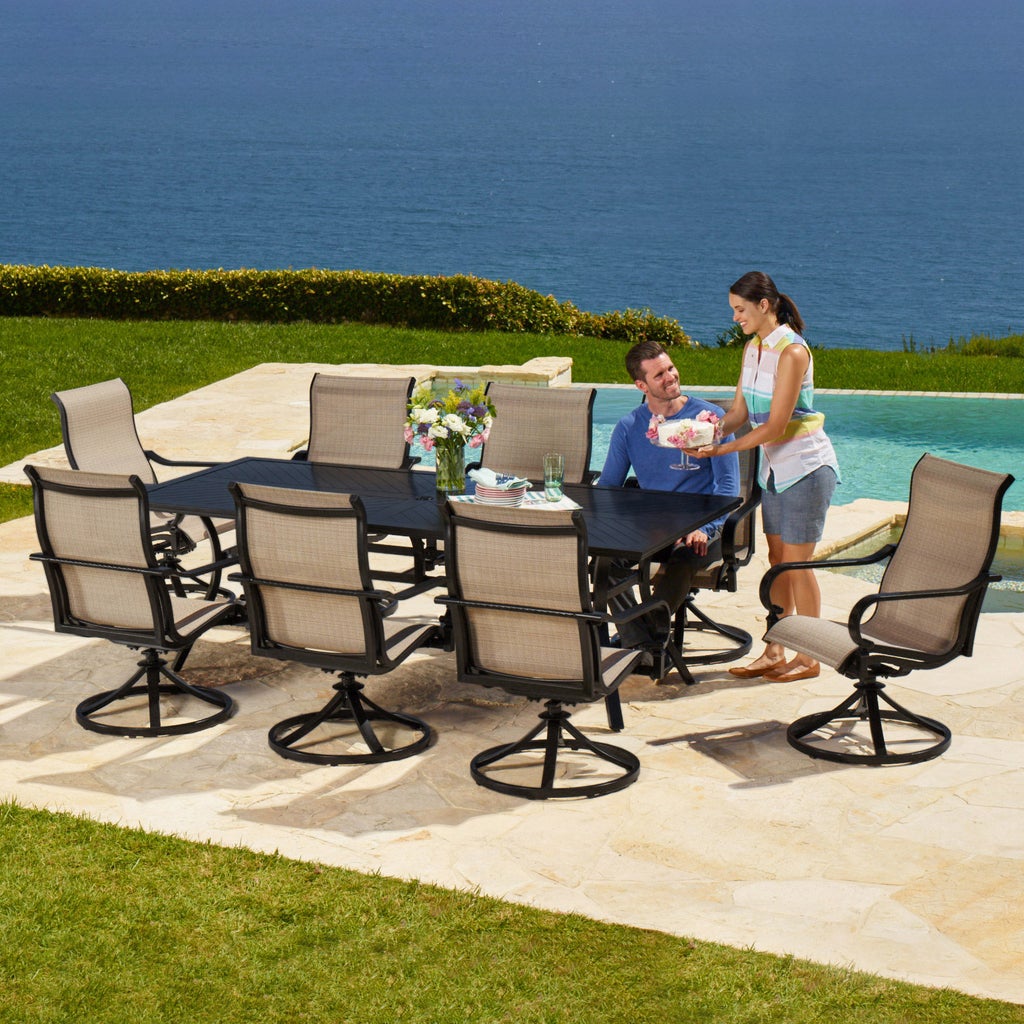 SunVilla Whitehall 9-piece Outdoor Patio Sling Dining Set | Costco