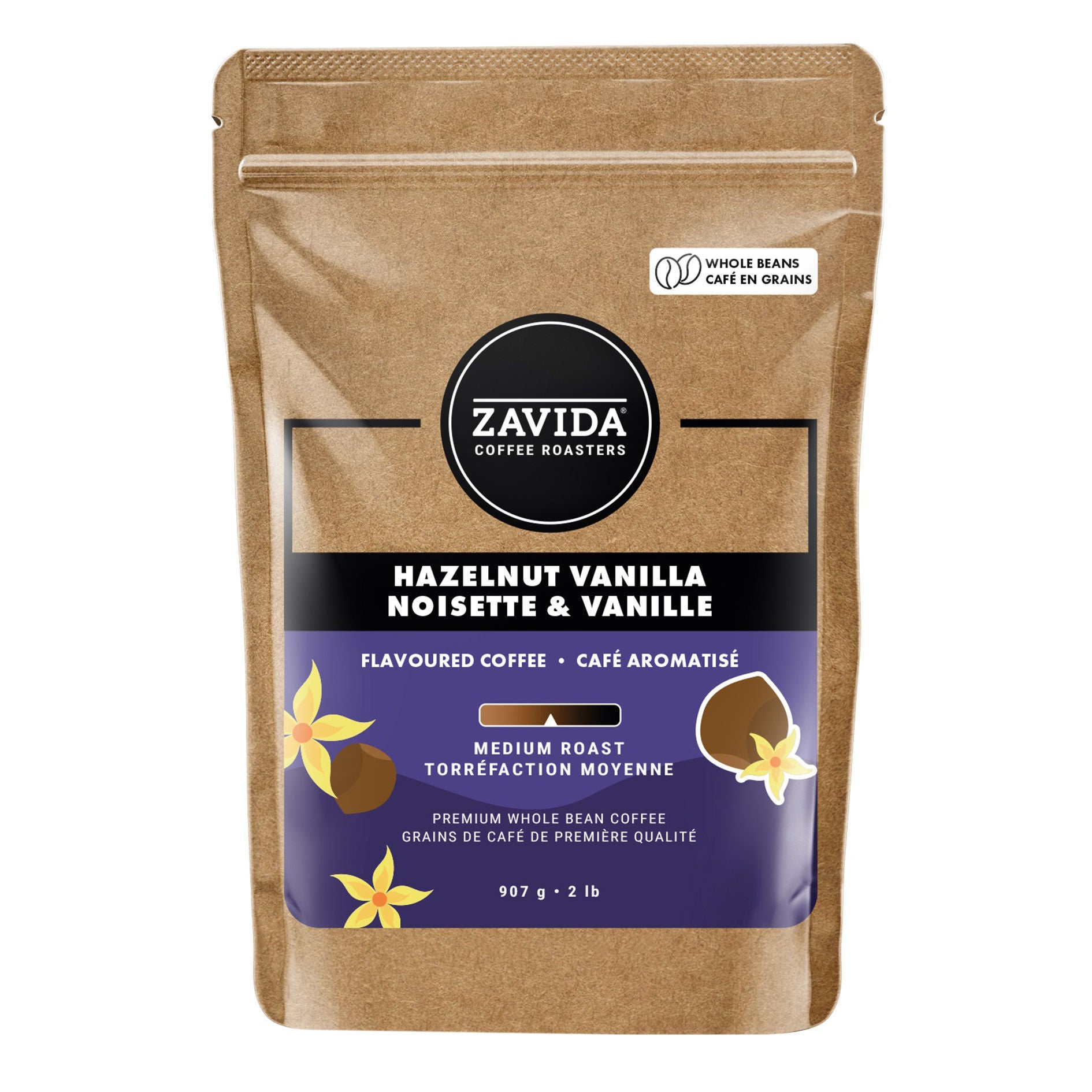 ZAVIDA Hazelnut Vanilla コーヒー豆 907g×3袋 Zavida Hazelnut Vanilla Whole Bean Coffee, 907 g | Costco