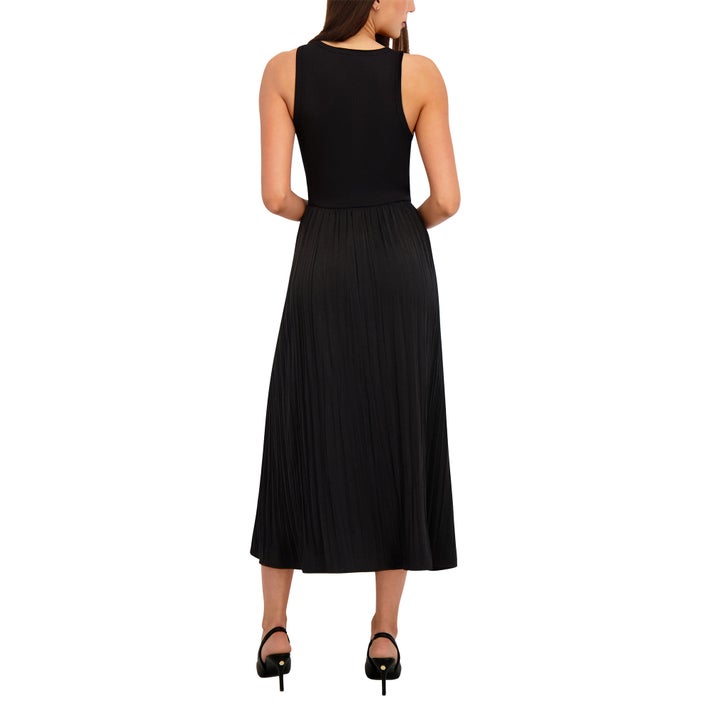 dkny dresses Women's Puff Sleeve Fit & Flare Midi Dress in Black 12% spandex Dry clean Imported Dresses Under $100 | DKNY