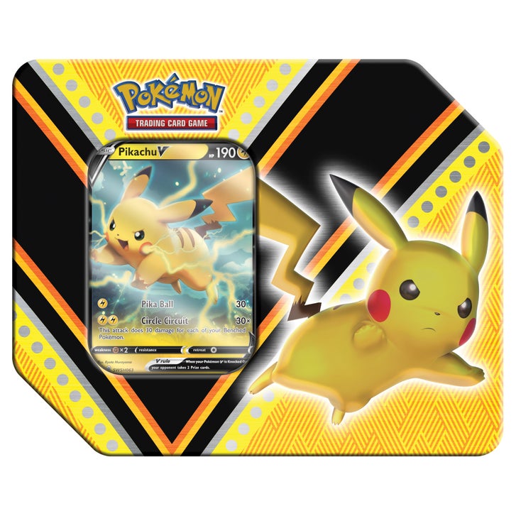 Pokemon 4 Pack V Tins – Pikachu, Eternatus, Eevee, Tyranitar | Costco