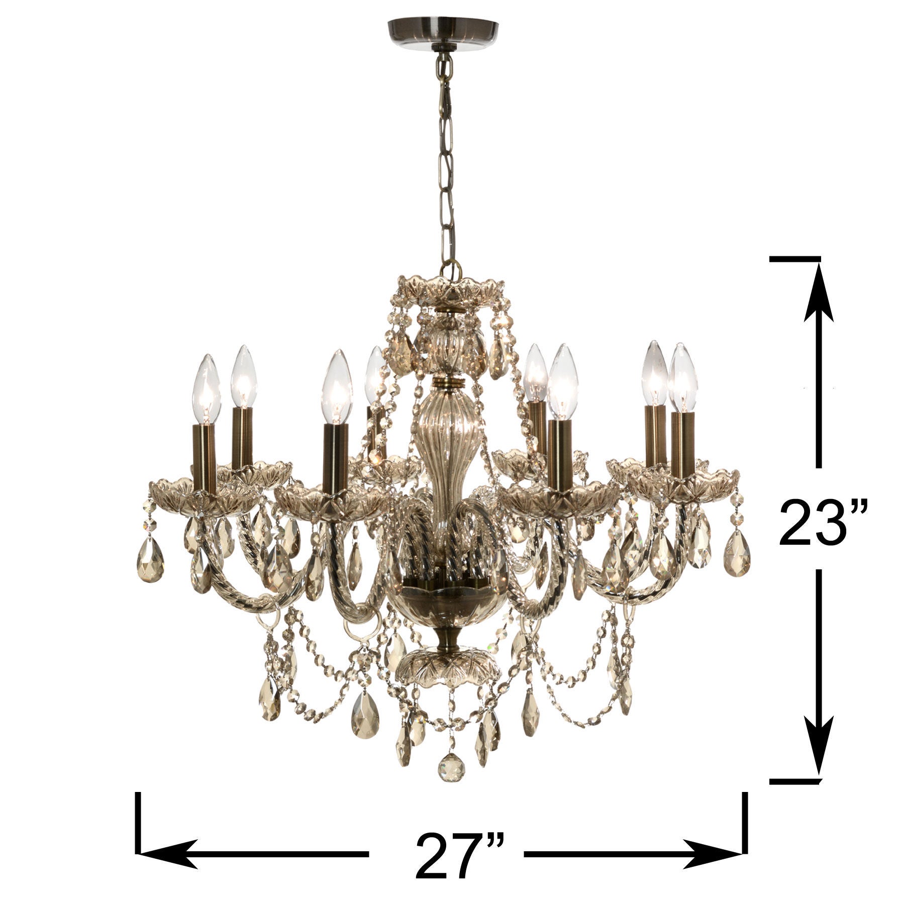 8 Light Golden Teak Crystal Chandelier with Bronze Accents | Costco