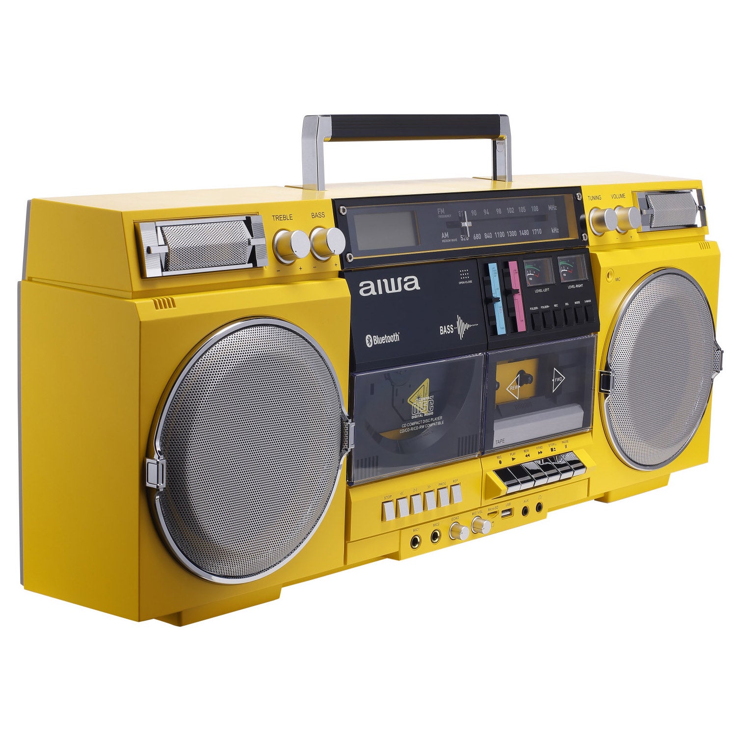 Aiwa Backtrack Retro Boombox with Bluetooth, Yellow | Costco