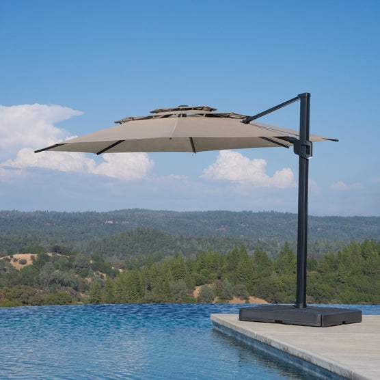 11 ft cantilever patio umbrella with base costco Replacement Canopy for 853331 Offset - Riplock 500 creating a charming atmosphere for your patio SunVilla 13ft. Round 3-Tier Cantilever