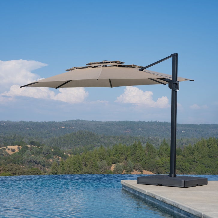 large cantilever umbrella for patio with Solar Lights Domi Outdoor Living Cantilever Umbrella PURPLE LEAF 9 ft. x