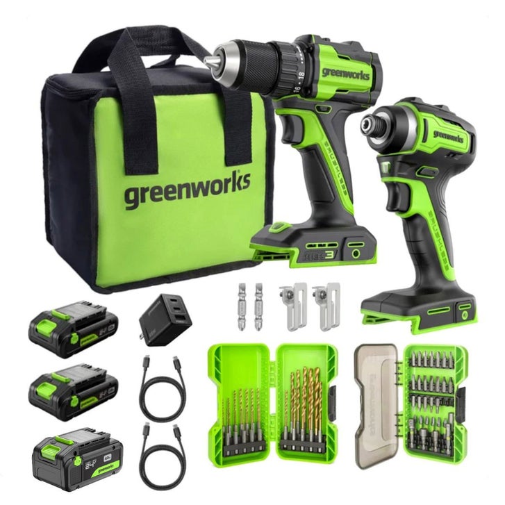 Greenworks 24V Drill & Impact Driver 2x2Ah Battery, 4Ah Battery