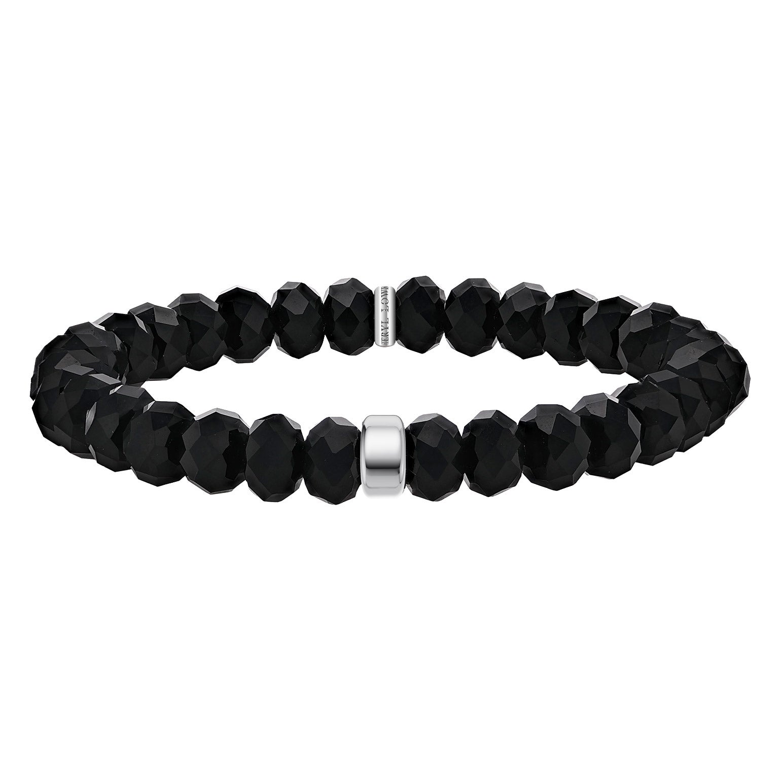 Sheryl Lowe Onyx 8mm Faceted Beaded Bracelet with Smooth Rondelle