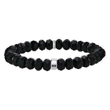 Sheryl Lowe Onyx 8mm Faceted Beaded Bracelet with Smooth Rondelle