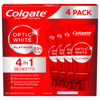 Colgate Optic White Platinum Toothpaste, 4.1 oz, 4-pack $14.49 free shipping Costco.com