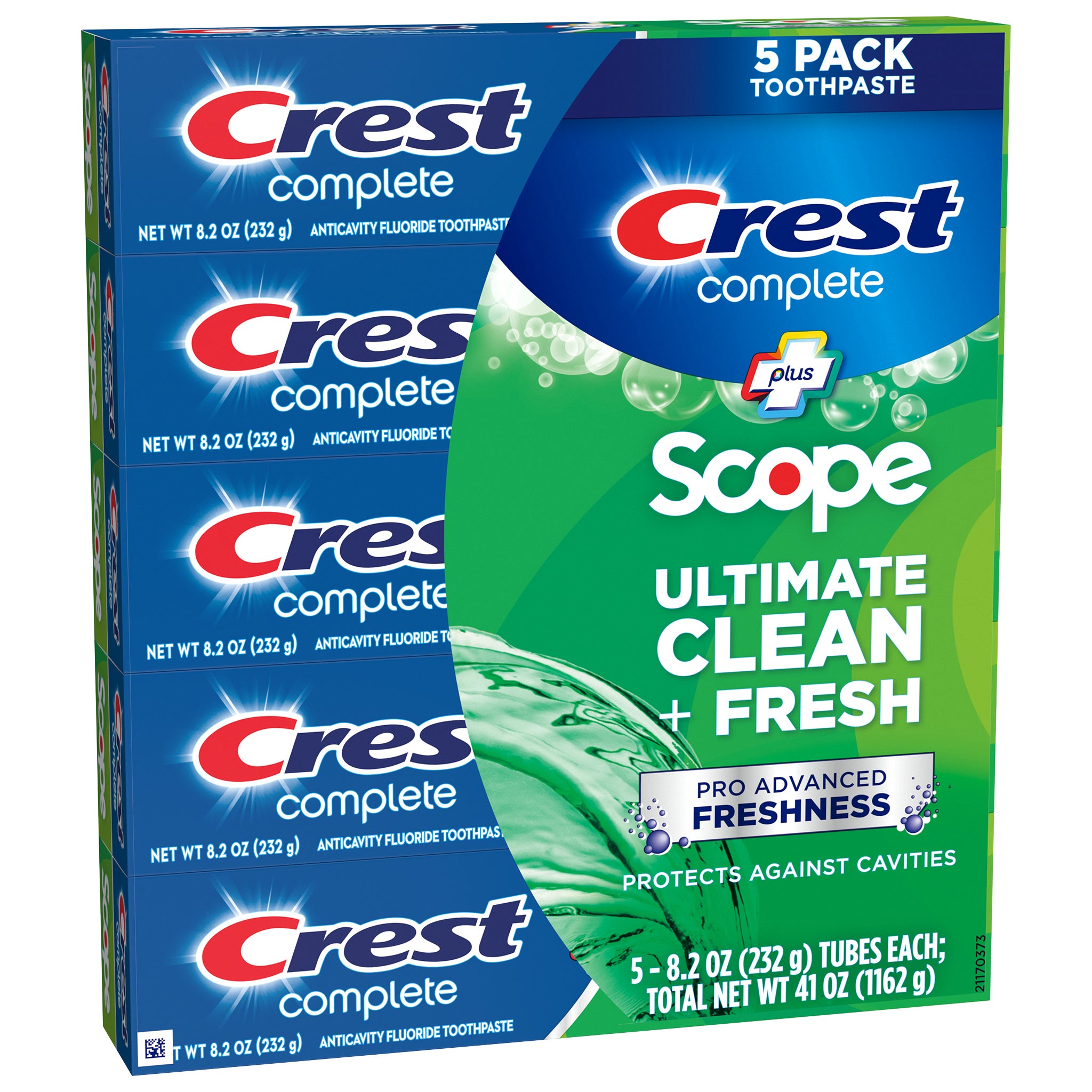 Crest Complete Toothpaste Plus Scope, Advanced Freshness, 8.2 oz, 5 ct