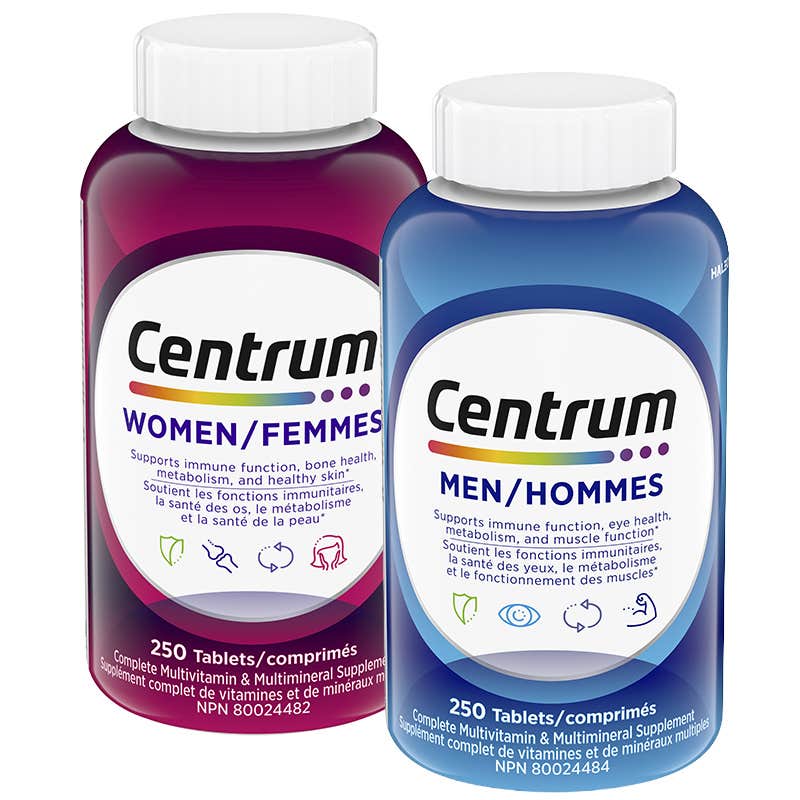 Centrum men’s and women’s multivitamins or 50+ multivitamins