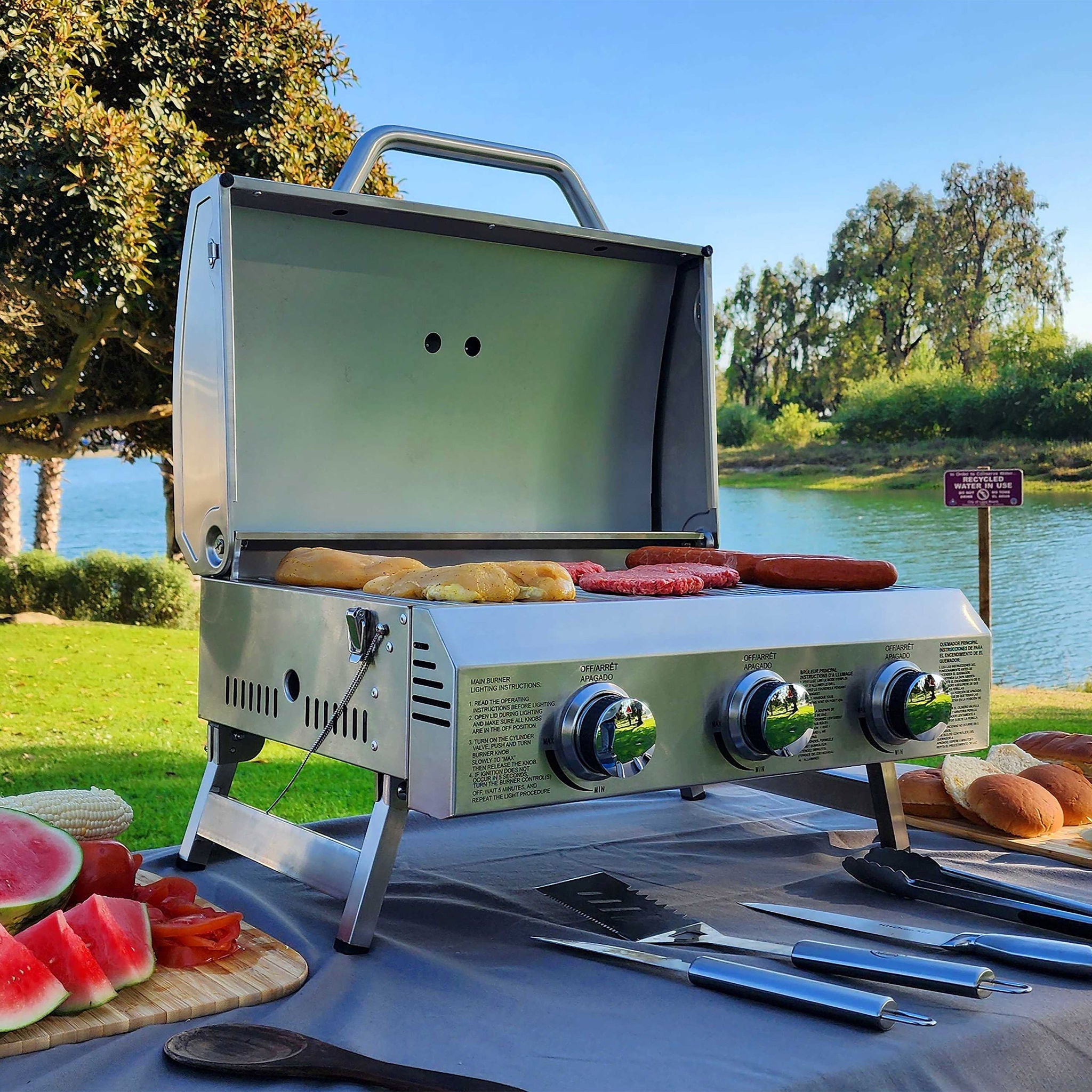 バーベキュー・調理用品 NATAL DESIGN 38-kT SOTE ver. AURORA NXR 3-Burner Portable Gas Grill | Costco