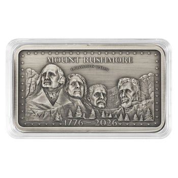 10 oz PAMP Silver Bar Mount Rushmore Antiqued