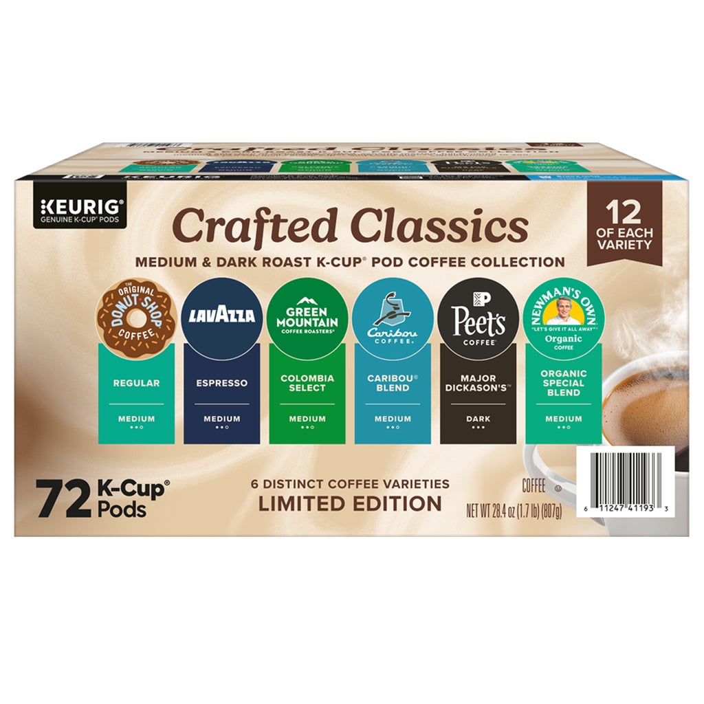 **Keurig** K-Cup Pods, Crafted Classics, Variety Pack, Medium & Dark Roast, 72 ct