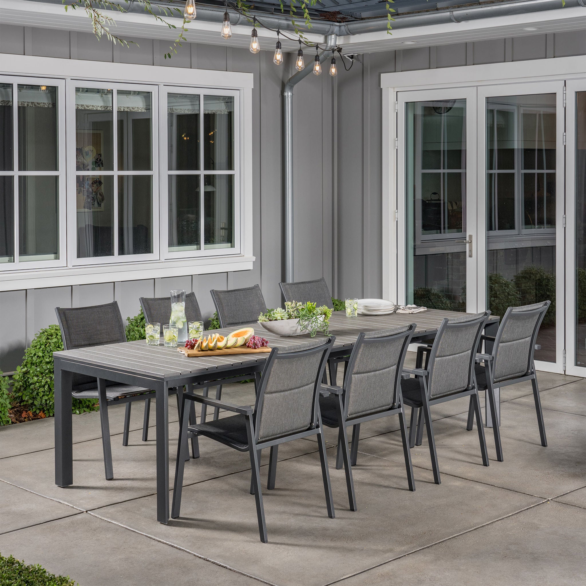 SunVilla Dark Forest 9-piece Expanding Outdoor Dining Set with