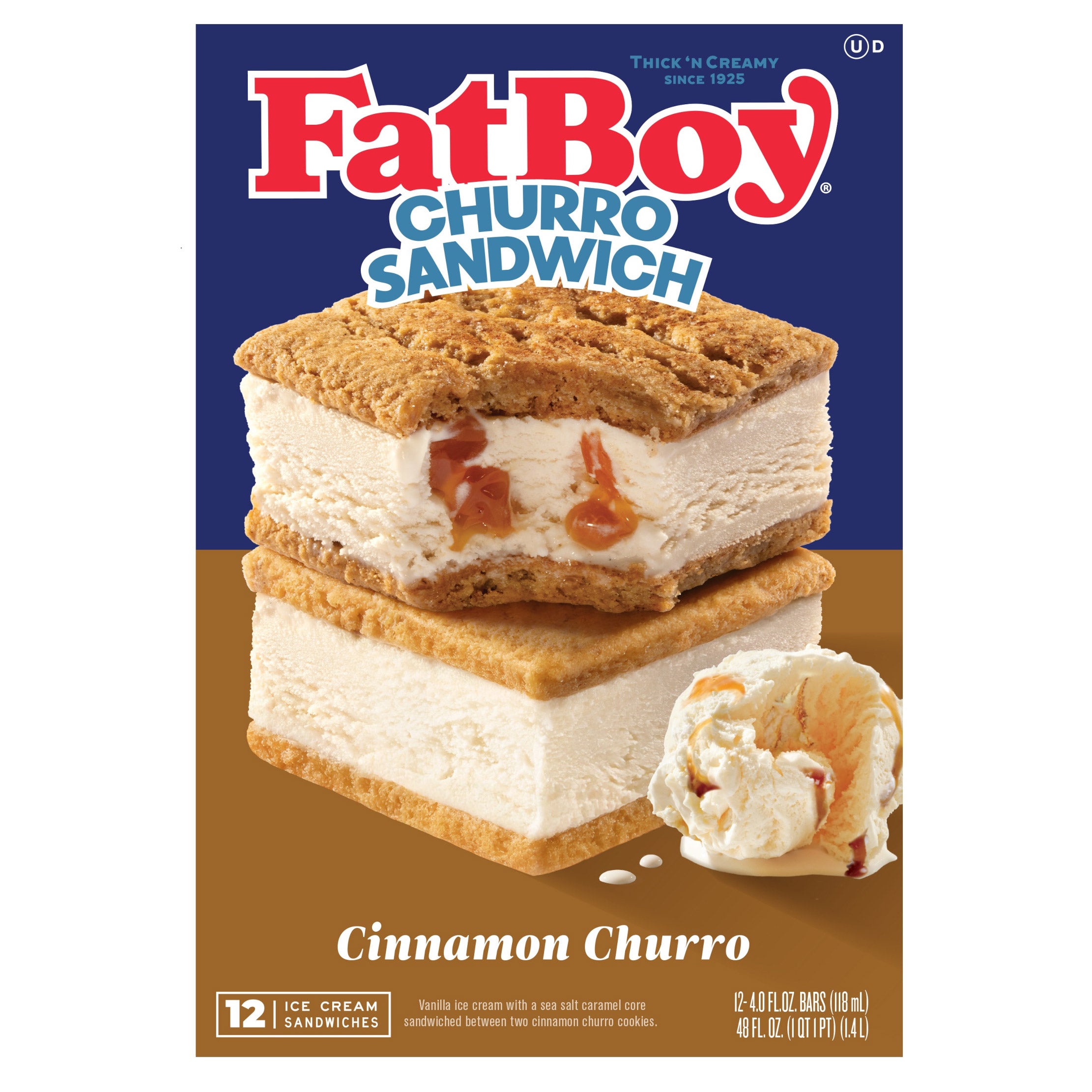 FATBOY ICE CREAM CHURRO SANDWICH 12/4 FL OZ 48 FL OZ