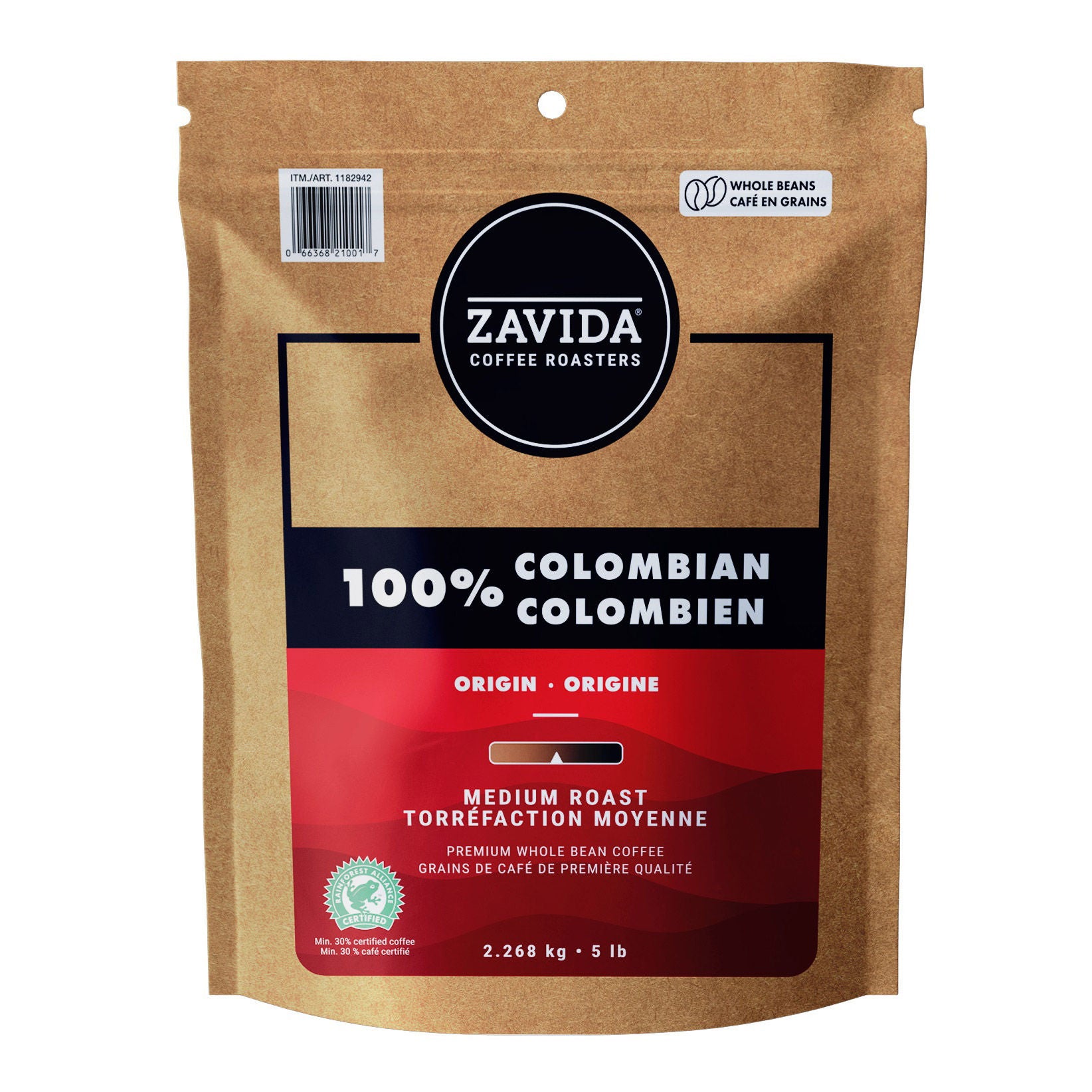 Zavida 100% Colombian Premium Whole Bean Coffee, 2.268 kg | Costco