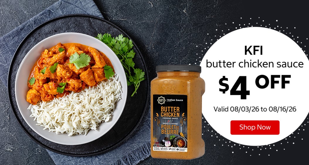 KFI butter chicken sauce $4 OFF Valid 08/03/26 to 08/16/26 Shop Now 