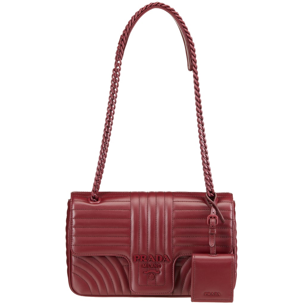 Prada Diagramme Shoulder Bag, Cerise (Red) | Costco