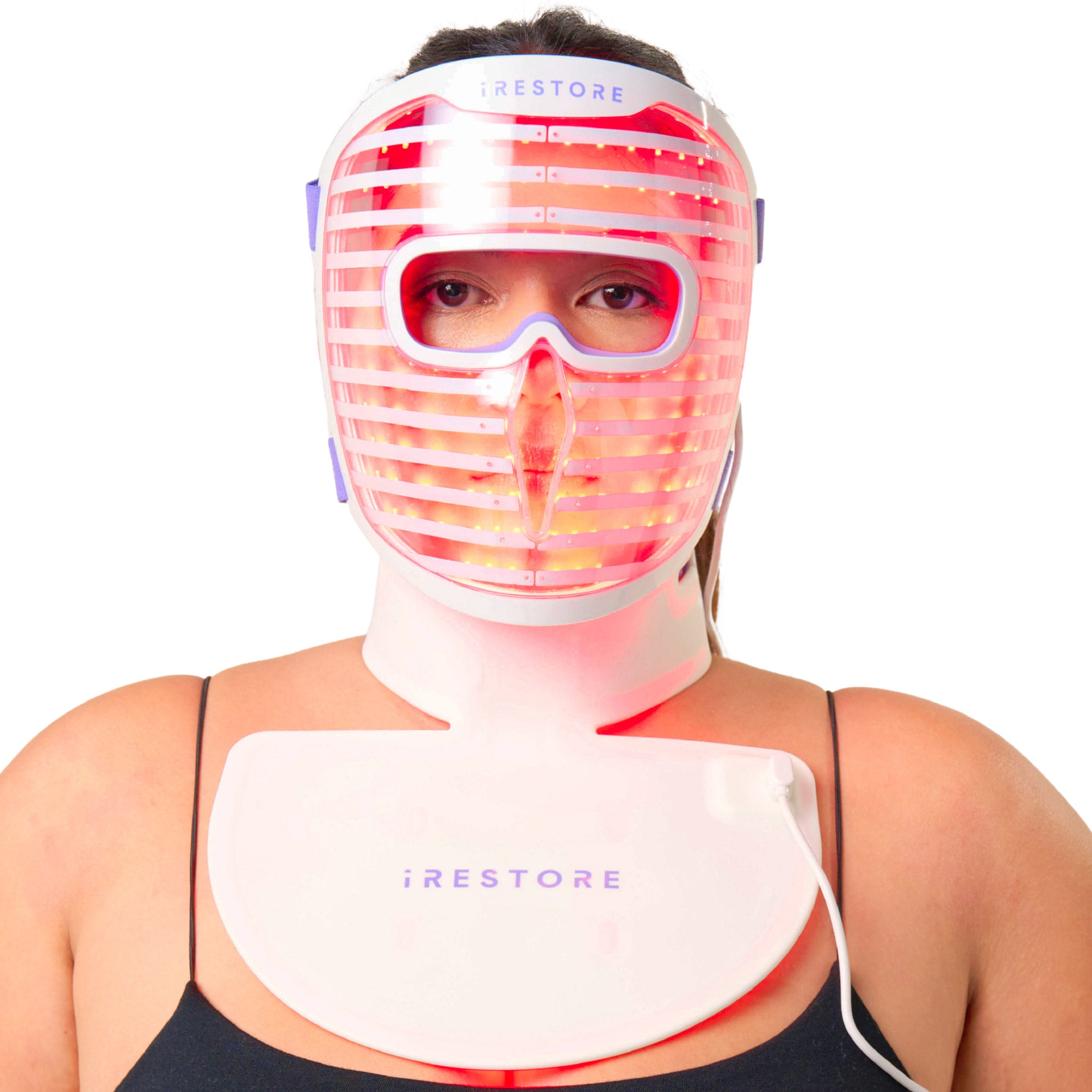 iRESTORE LED Red Light Therapy Face Mask with Neck and Chest Device, Anti-Aging