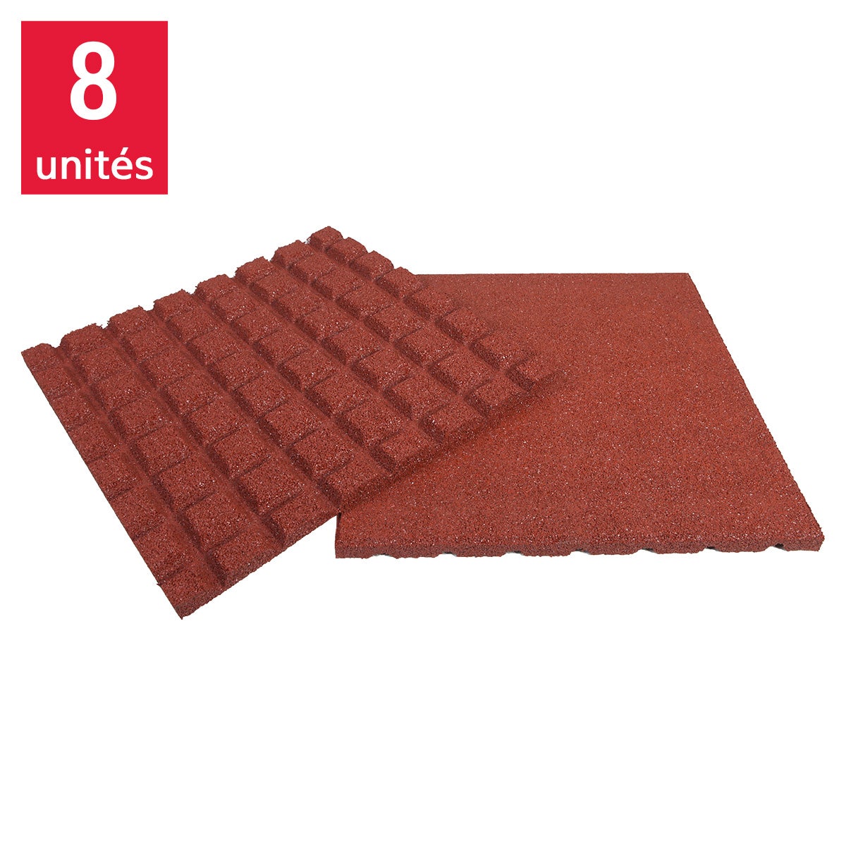 Ensemble de 8 carreaux de caoutchouc pour l'extérieur (Rouge)