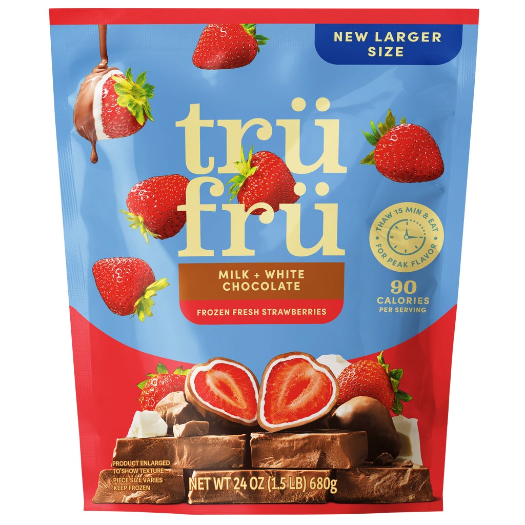 **trü frü** Frozen Fresh Strawberries, Milk + White Chocolate, 24 oz