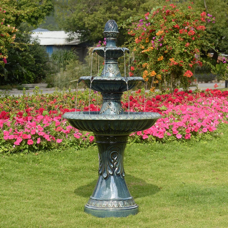 Fontaine en céramique à 3 niveaux - Beauté bleue sereine | Costco
