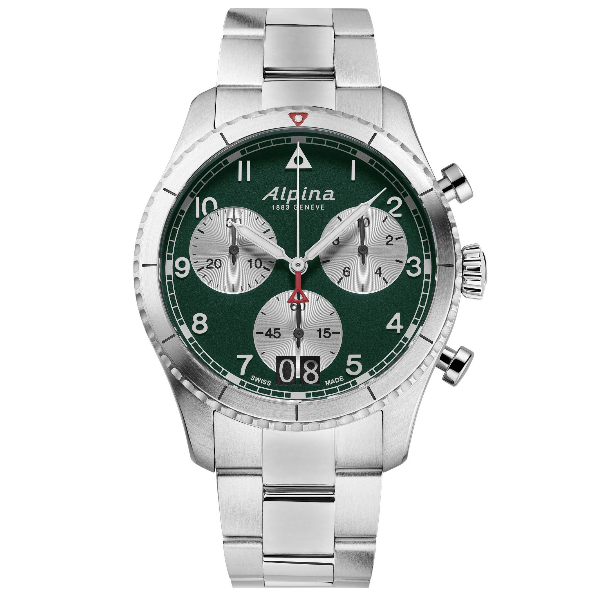 Alpina Startimer Pilot Big Date Stainless Steel Green Dial Men's Quartz