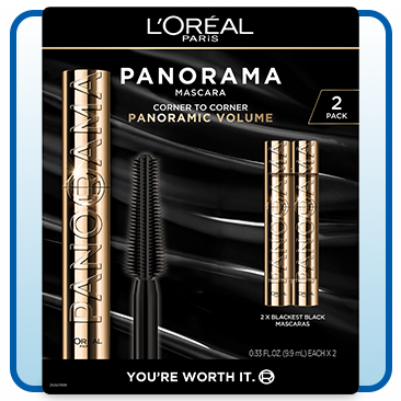 L'Oreal Paris Voluminous Panorama Mascara, Blackest Black, 0.33 fl oz, 2 -Pack