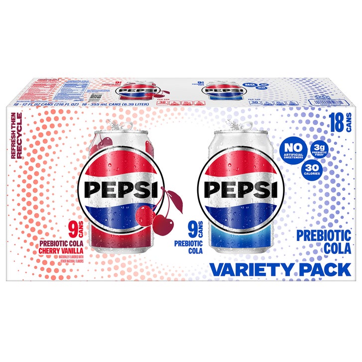 Pepsi Prebiotic Cola, Variety, 12 fl oz, 18 ct | Costco