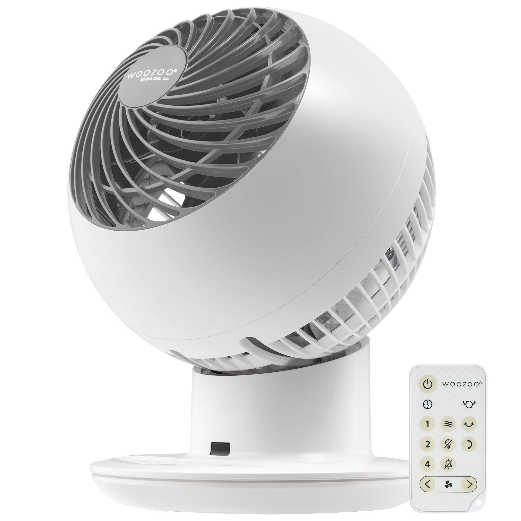 Woozoo Oscillating Globe Fan with Remote Control, 5 Speeds, White